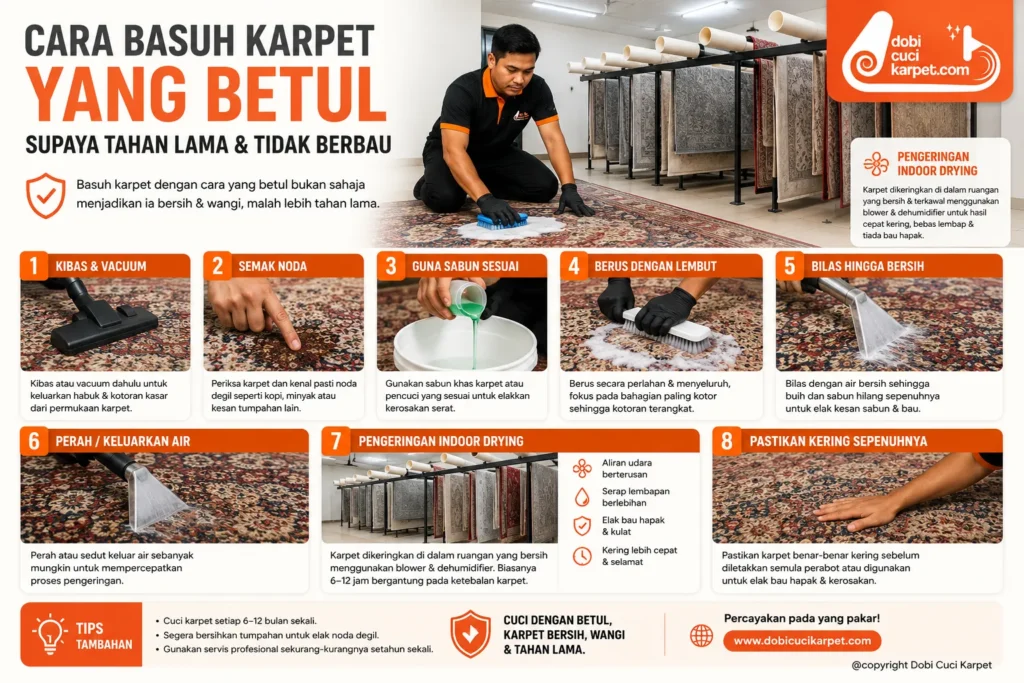 Cara basuh karpet yang betul