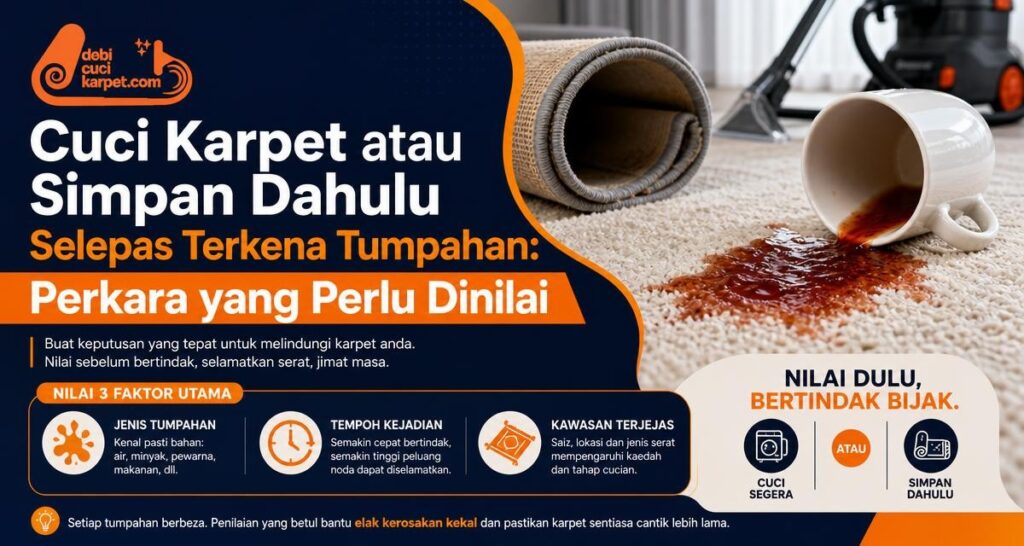 Cuci Karpet atau Simpan Dahulu Selepas Terkena Tumpahan: Perkara yang Perlu Dinilai - Dobi Cuci Karpet