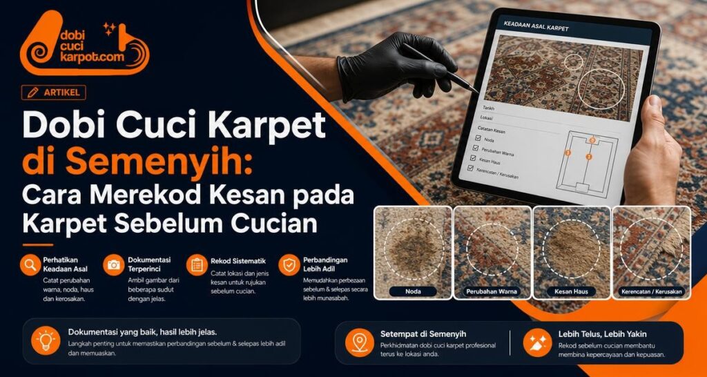 Dobi Cuci Karpet di Semenyih: Cara Merekod Kesan pada Karpet Sebelum Cucian - Dobi Cuci Karpet