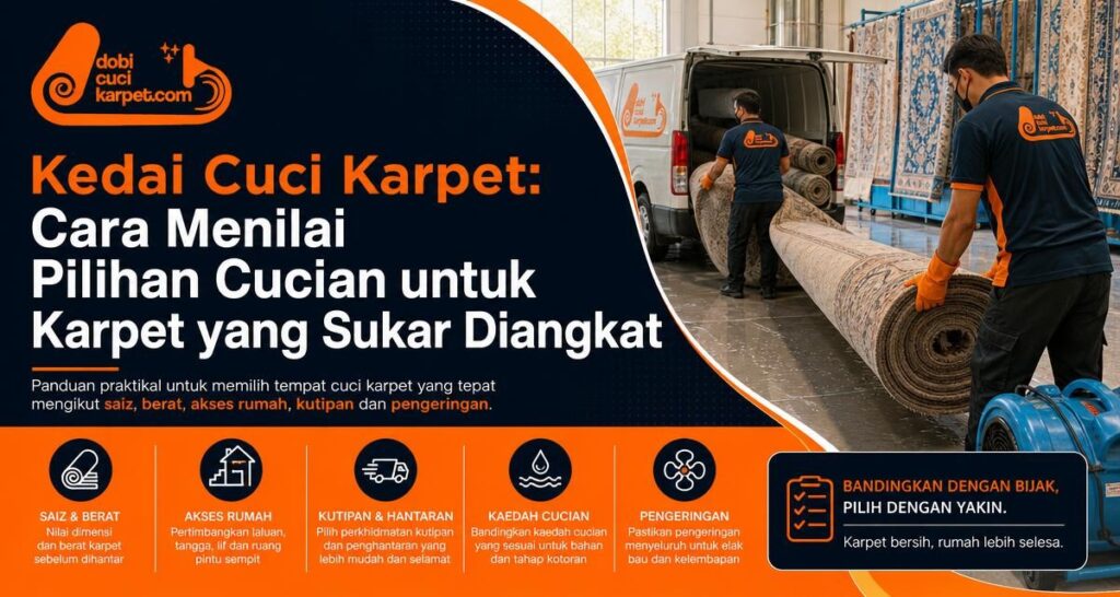 Kedai Cuci Karpet: Cara Menilai Pilihan Cucian untuk Karpet yang Sukar Diangkat - Dobi Cuci Karpet