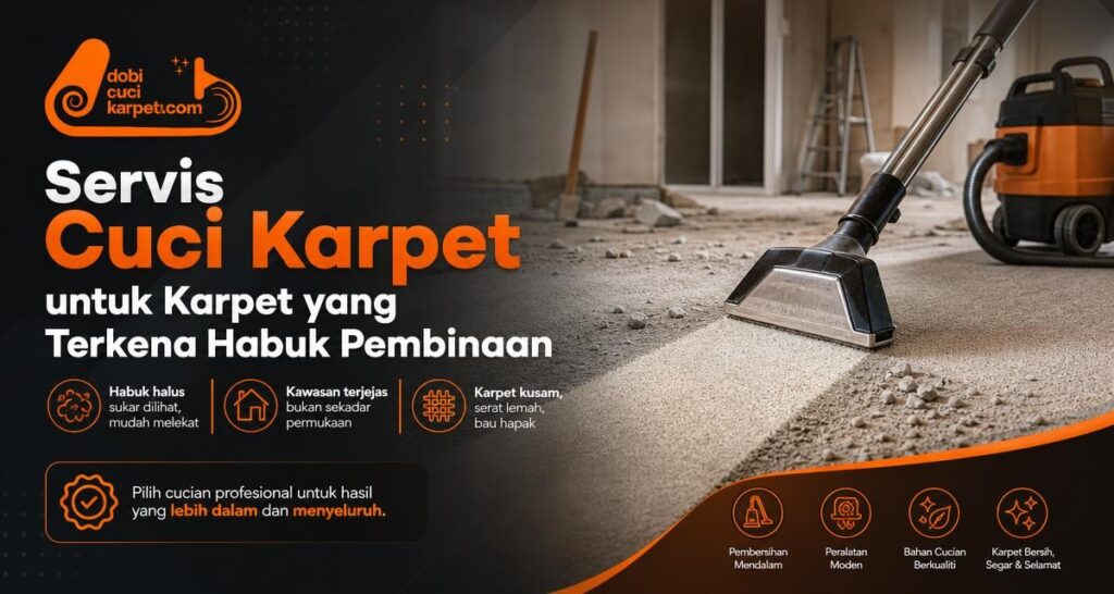 Servis Cuci Karpet untuk Karpet yang Terkena Habuk Pembinaan - Dobi Cuci Karpet